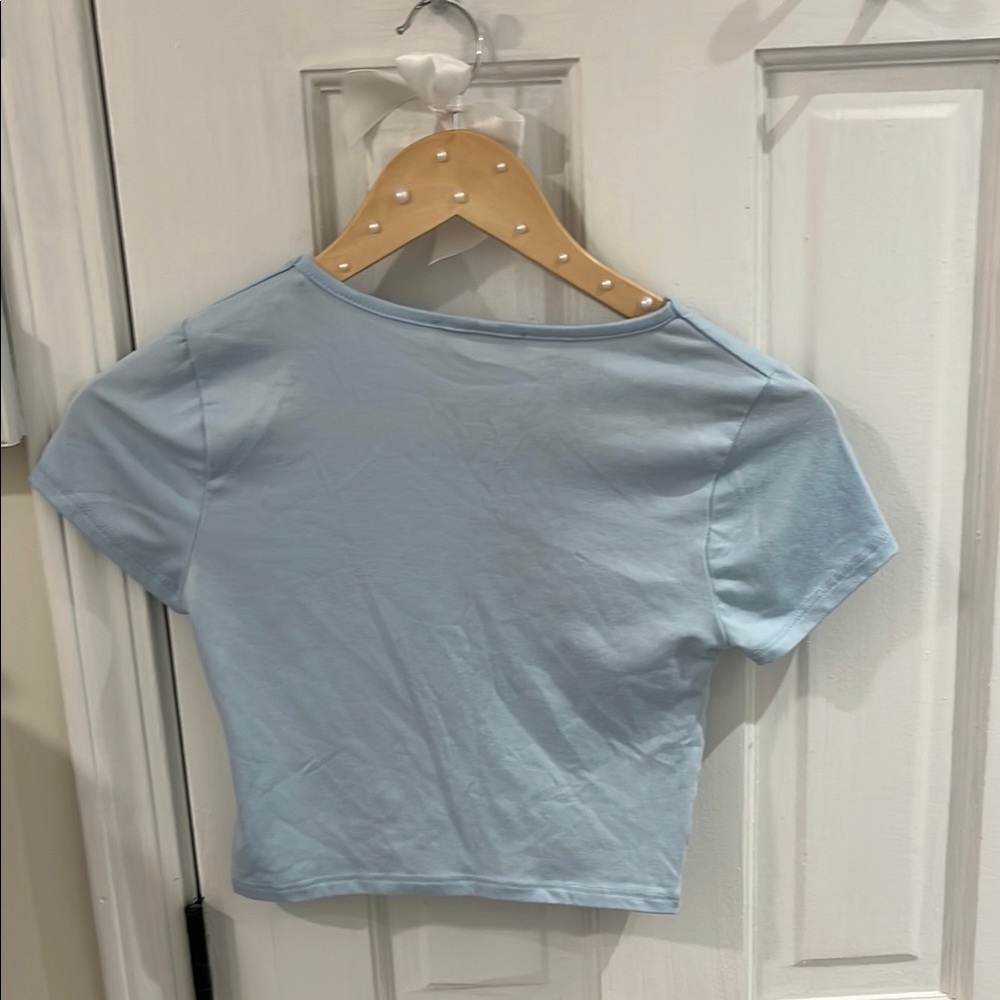 Sincerely Jules Blue Fitted Crop T-Shirt